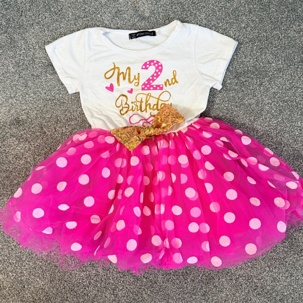 Pink Polka Dot 2nd Birthday Dress